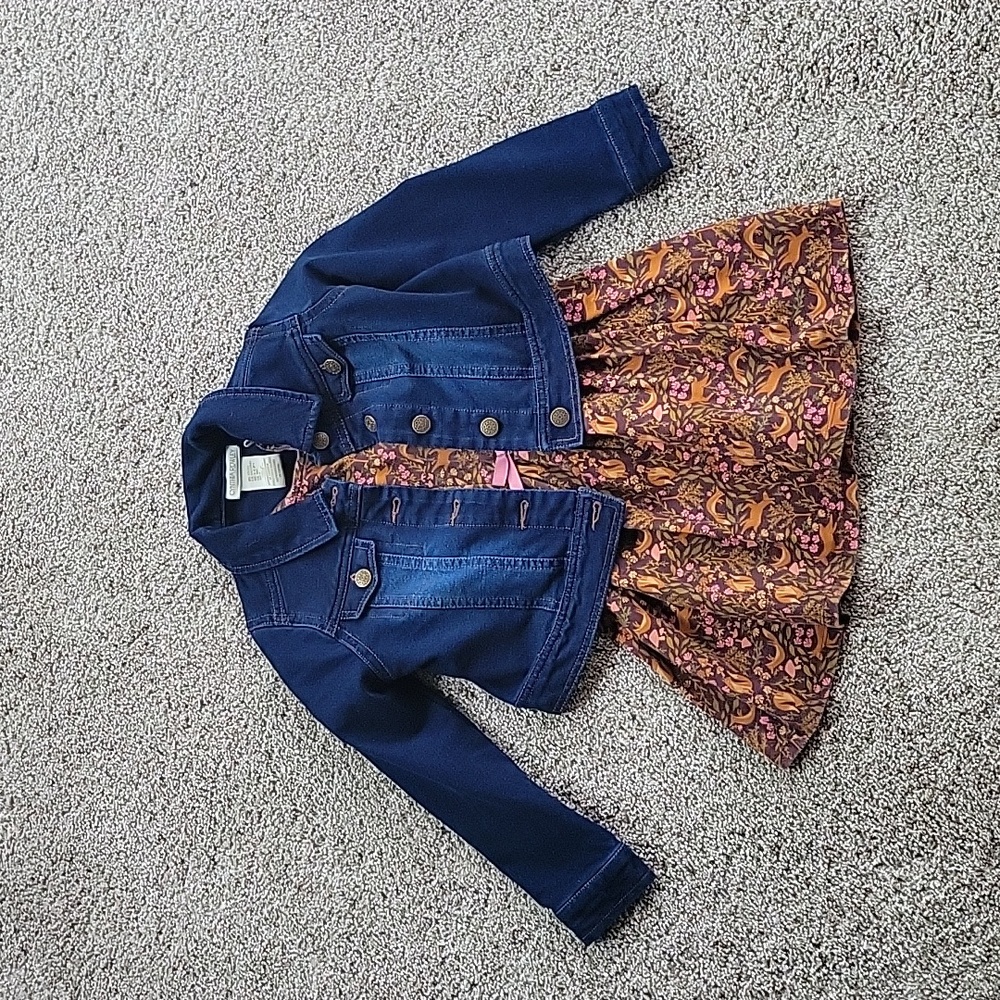 Cynthia Rowley Girls Dress and Jean Jacket Set Size 4